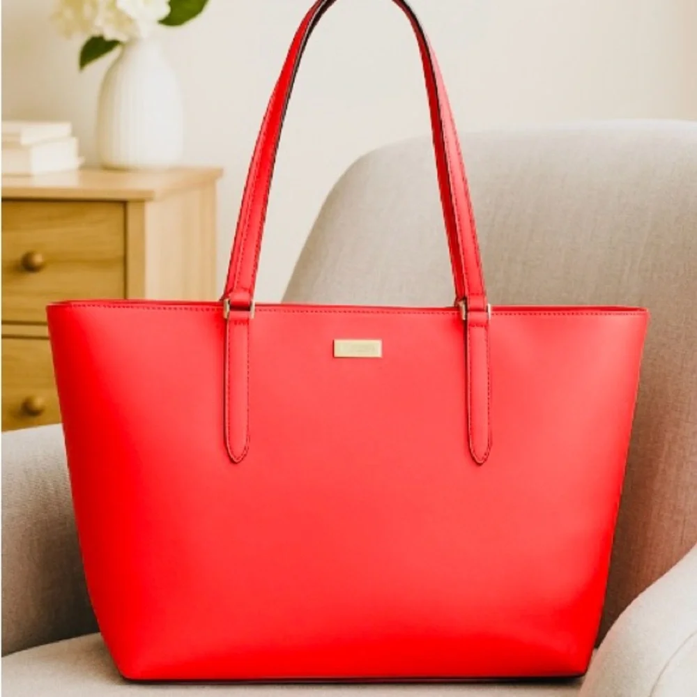 Kate Spade Newbury Large Tote Strawberry Pink Leather Work Travel Bag
